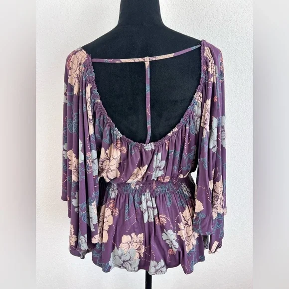 Free People Glenside Floral Print Blouse Top Tunic Size Medium - Picture 3 of 9